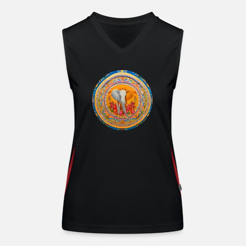 Elefant Boho Design in Digital Art Funktionelles Kontrast-Tank Top für Frauen