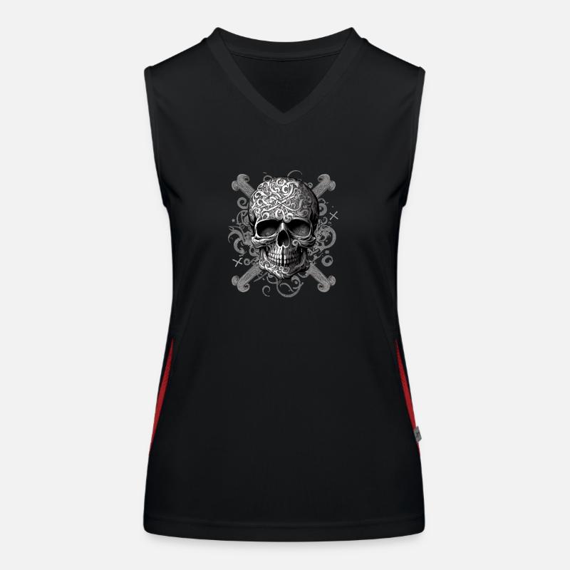 Zentangle skull Women's Functional Contrast Tank Top