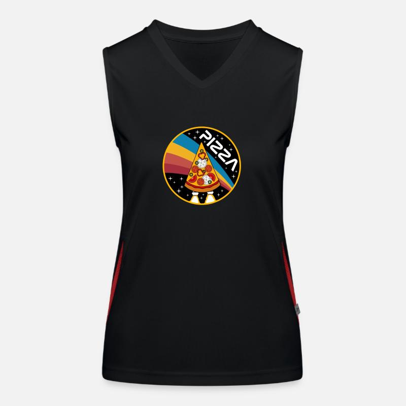 Pizza Spaceship Funktionelles Kontrast-Tank Top für Frauen