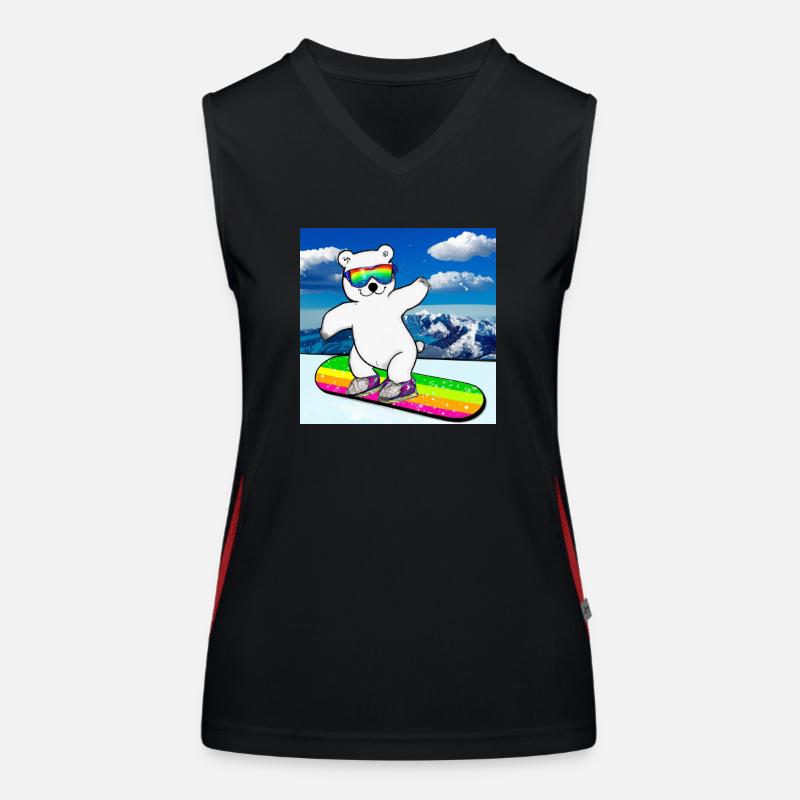 Cool Polar Bear Rides Snowboard V4 Cadeau Débardeur respirant contrasté Femme