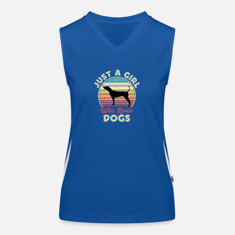 Black And Tan Coonhound Dog Silhouette Retro Sun Women's Functional Contrast Tank Top