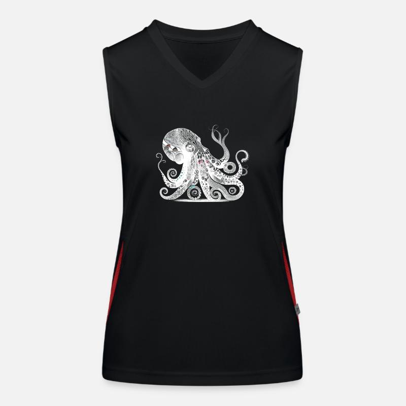Conception de pieuvre cool avec motif aztèque Débardeur respirant contrasté Femme