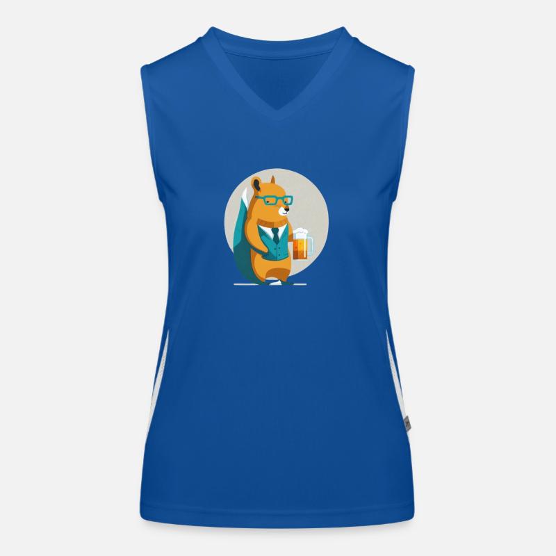 Lustiges Eichhörnchen mit Bier, und Brille Funktionelles Kontrast-Tank Top für Frauen