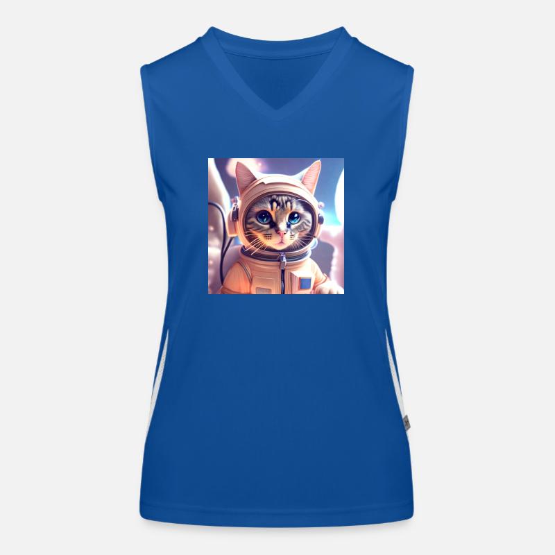 Asteonaut cat in space Women's Functional Contrast Tank Top