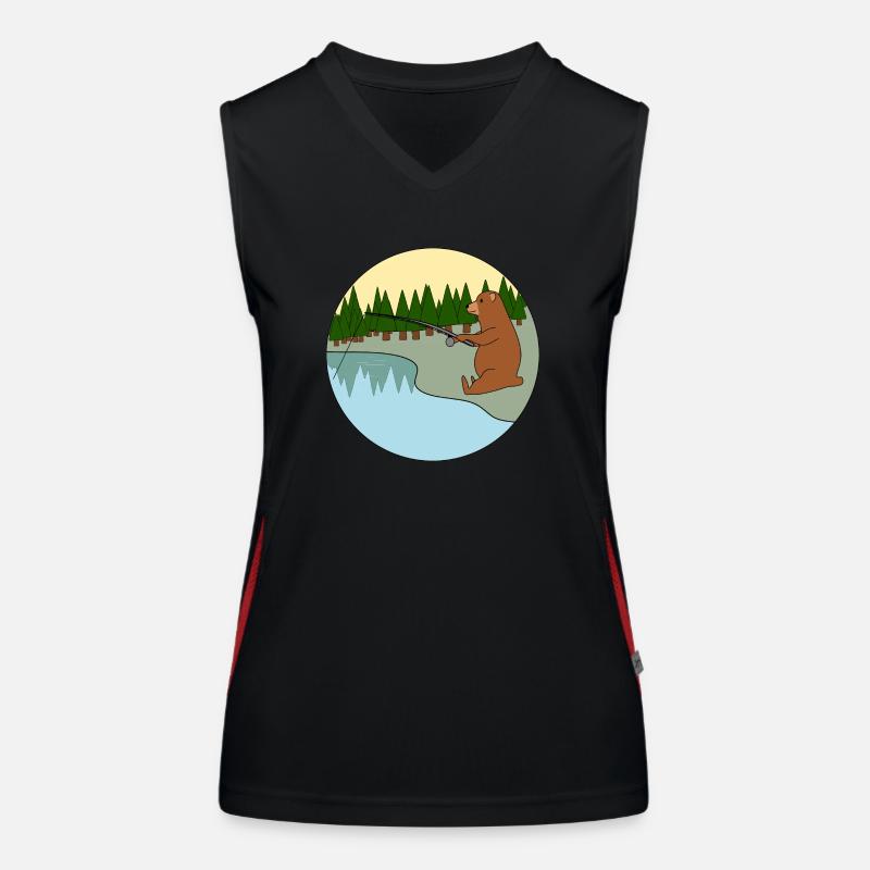 Fishing bear - Women's Functional Contrast Tank Top - black/red
