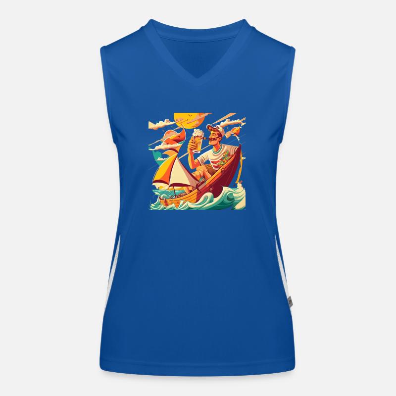 Funny sailor with beer Women's Functional Contrast Tank Top