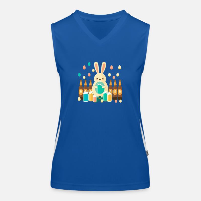 Beer Easter Easter Bunny with Easter Eggs Women's Functional Contrast Tank Top