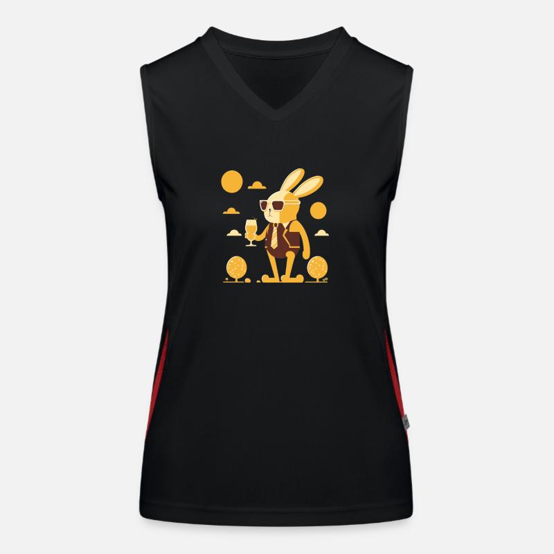 Cooler Hase mit Bier und Sonnenbrille lustig Funktionelles Kontrast-Tank Top für Frauen
