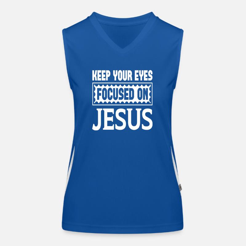 Keep Your Eyes Focused On Jesus Funktionelles Kontrast-Tank Top für Frauen