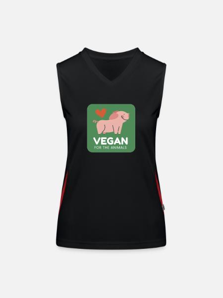 Vegan for animals - Women's Functional Contrast Tank Top - black/red - Front