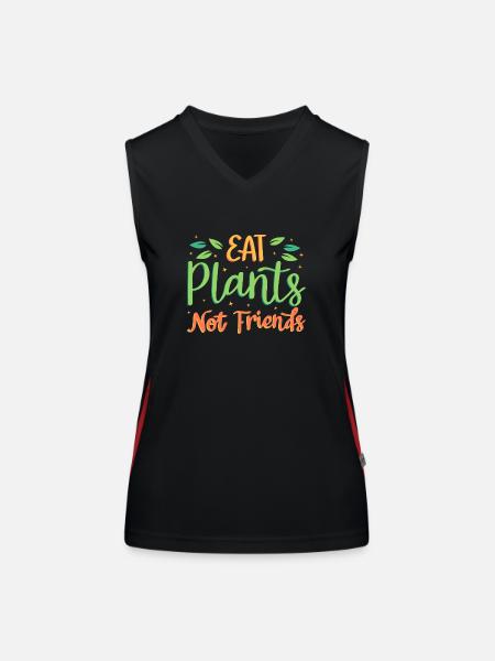 Eat plants, not friends - Women's Functional Contrast Tank Top - black/red - Front