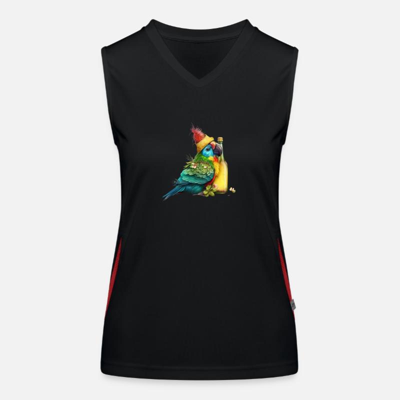 Papagei kuschelt mit Bier Funktionelles Kontrast-Tank Top für Frauen