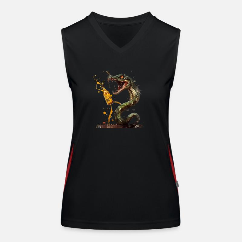 Gefährlich coole Schlange mit Bier Funktionelles Kontrast-Tank Top für Frauen