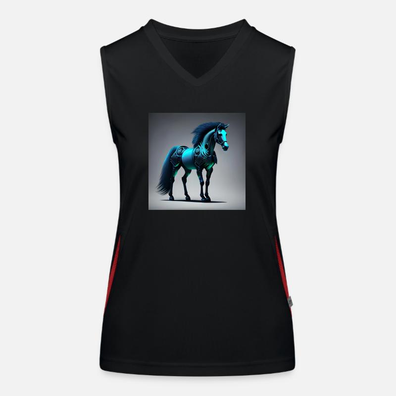 Blaues Cyborg-Pferd Funktionelles Kontrast-Tank Top für Frauen