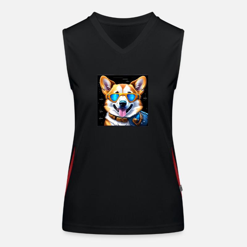 Futuristischer Corgi Funktionelles Kontrast-Tank Top für Frauen