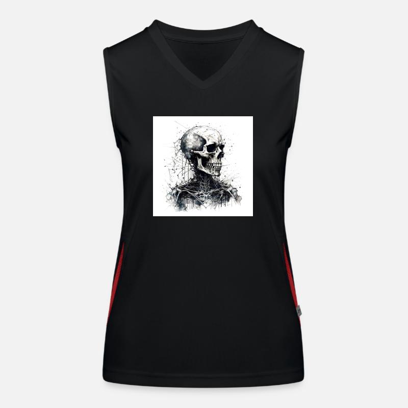 Crâne effrayant crâne dans le style goth et emo Débardeur respirant contrasté Femme