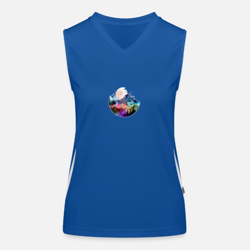 Mountain Landscape with Full Moon Funktionelles Kontrast-Tank Top für Frauen