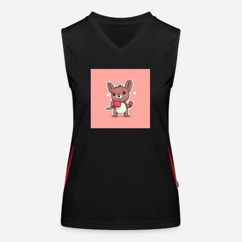 Cute kangaroo with box gloves Women's Functional Contrast Tank Top