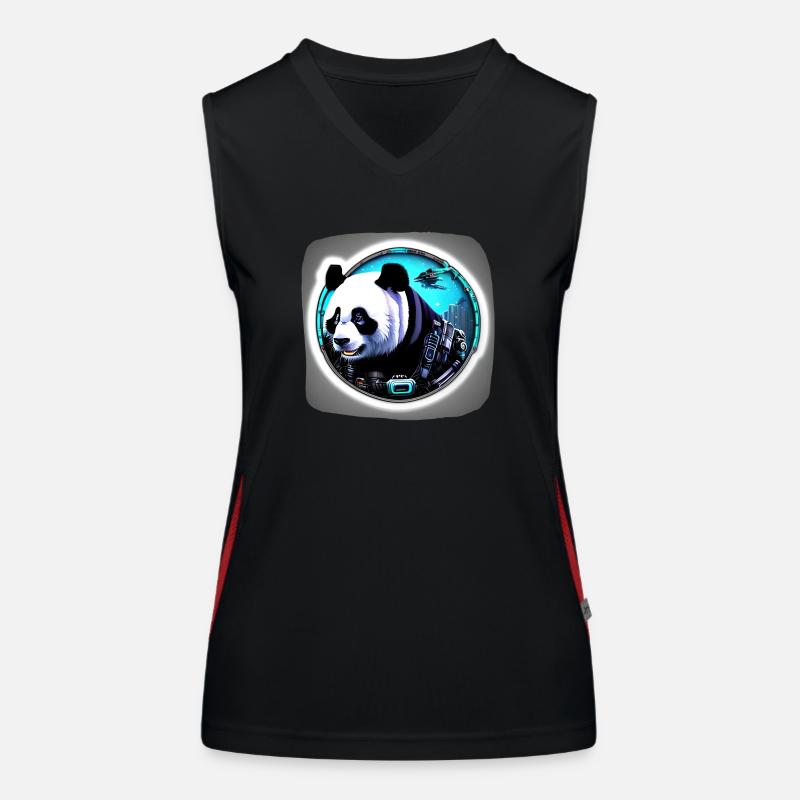 Futuristic Space Panda Women's Functional Contrast Tank Top