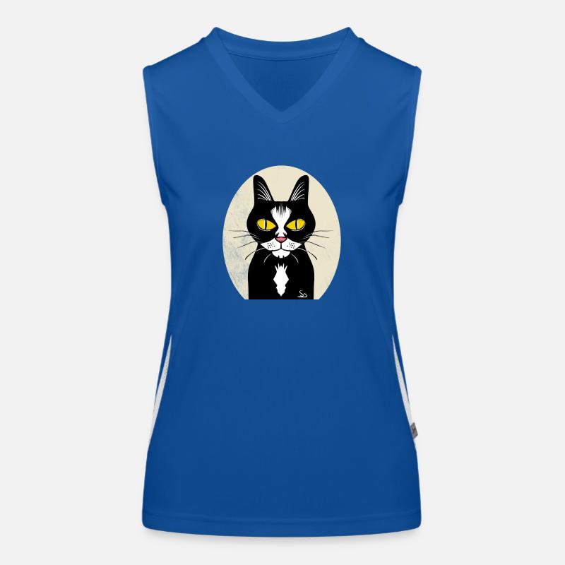 Chat noir dans un cadre classique Débardeur respirant contrasté Femme