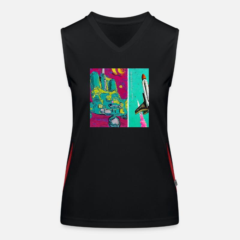 Space Shuttle Van Gogh Funktionelles Kontrast-Tank Top für Frauen