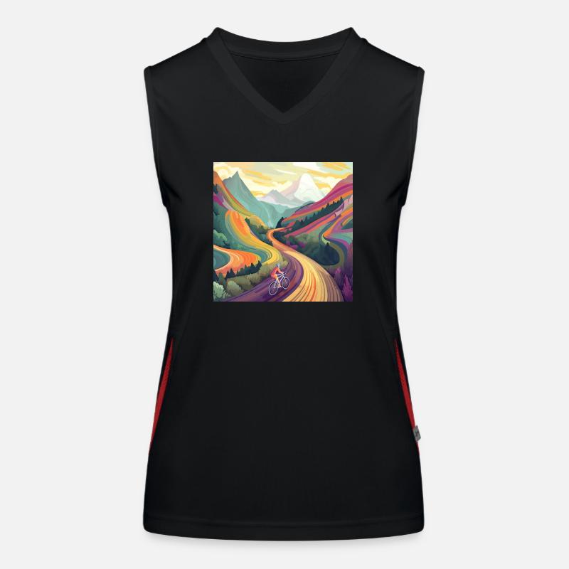 Cycliste en montée au coucher du soleil Débardeur respirant contrasté Femme