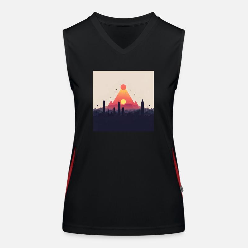 abstract pyramid - Women's Functional Contrast Tank Top - black/red