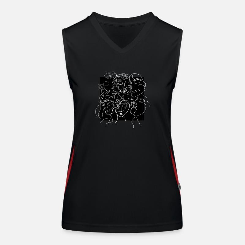 Face line black Women's Functional Contrast Tank Top