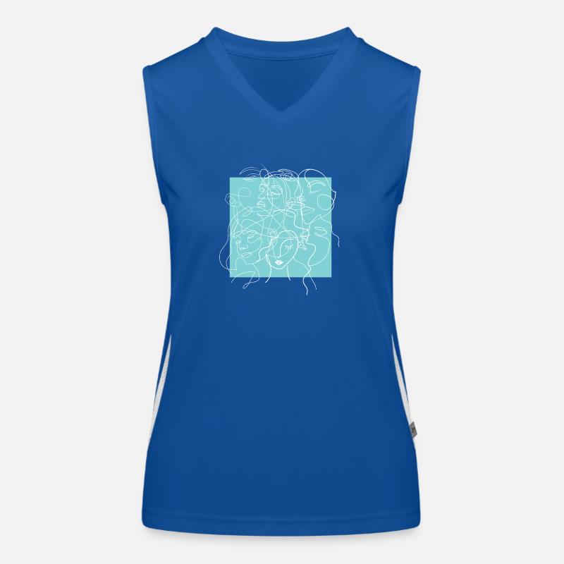 Face line blue Women's Functional Contrast Tank Top