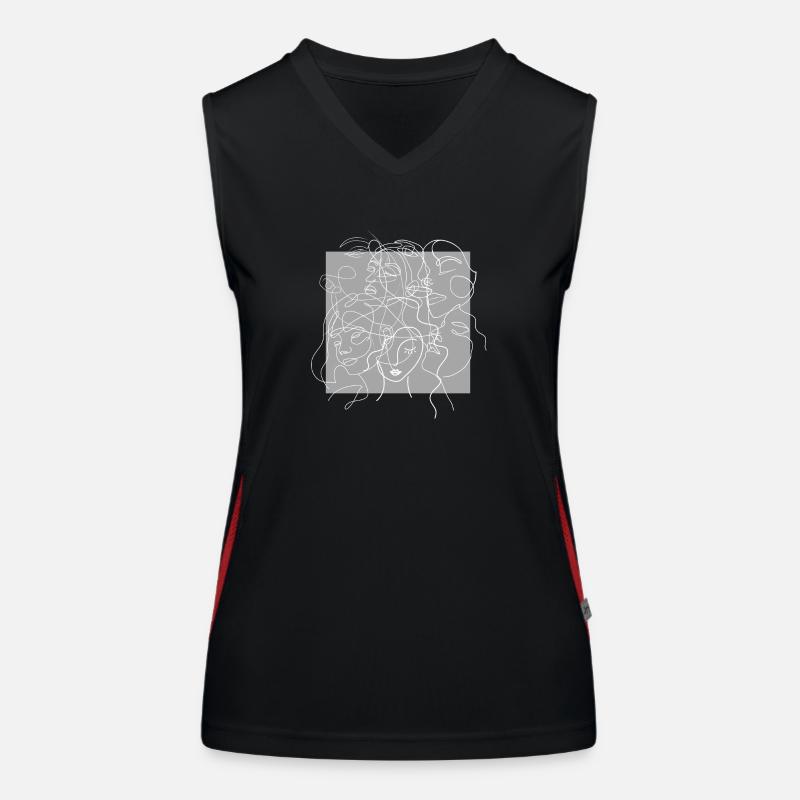 Face line grey Women's Functional Contrast Tank Top
