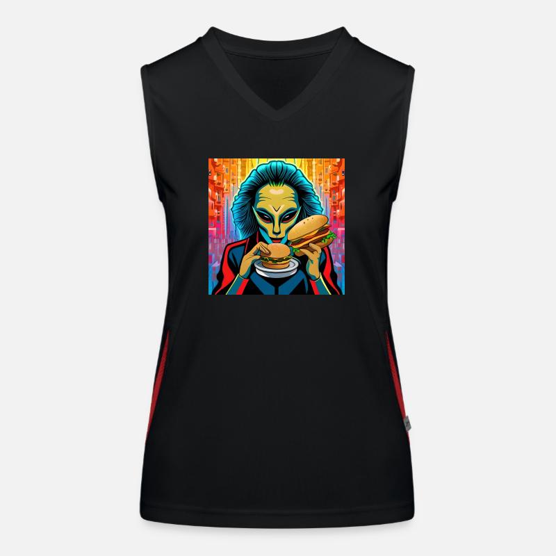 Alien burger Funktionelles Kontrast-Tank Top für Frauen