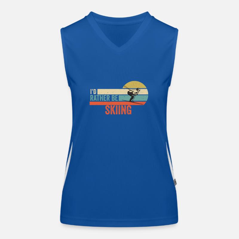 Skiing - I'd Rather be Playing Skiing Gift Idea Women's Functional Contrast Tank Top