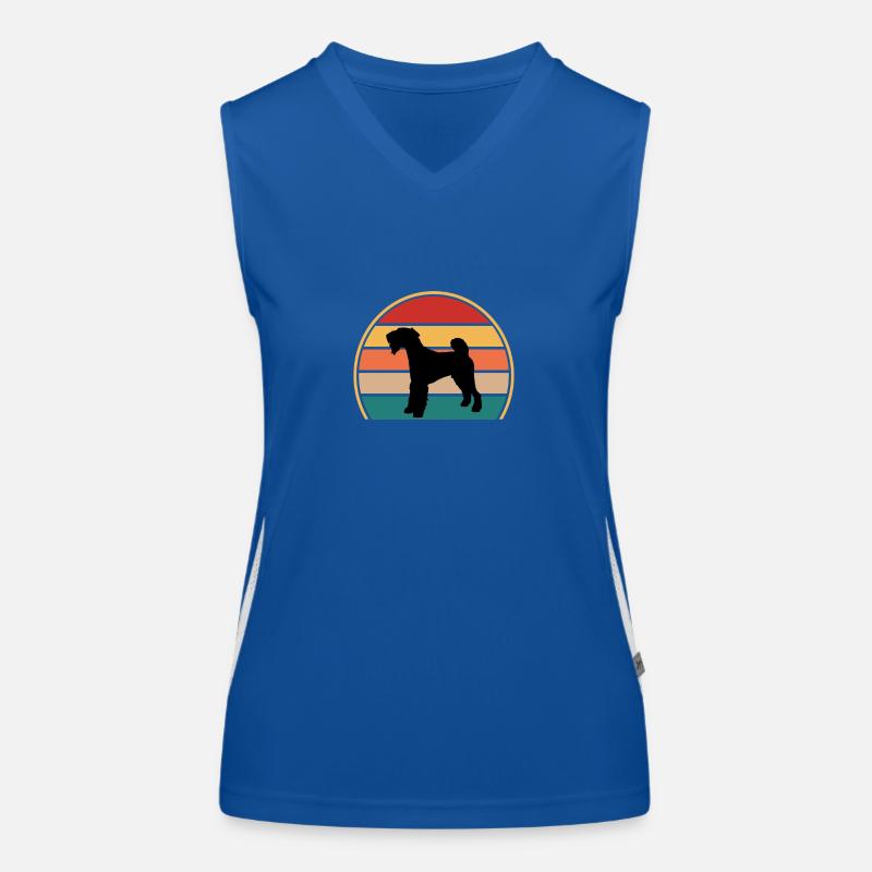 Airedale Terrier Dog Lover Silhouette Retro Sunset Women's Functional Contrast Tank Top