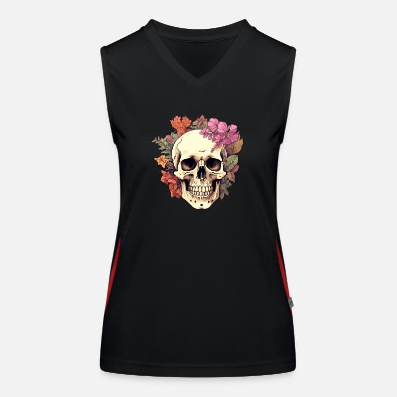 Botanischer Schädel Funktionelles Kontrast-Tank Top für Frauen