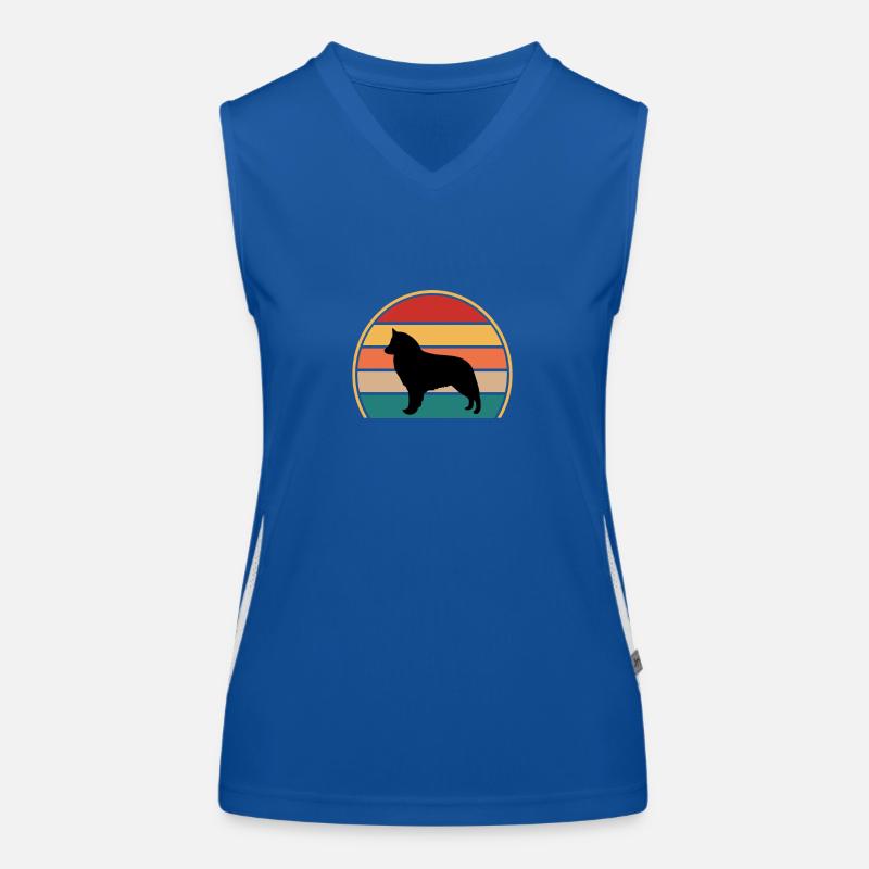 Belgian Shepherd Groenendael Dog Silhouette Retro Women's Functional Contrast Tank Top