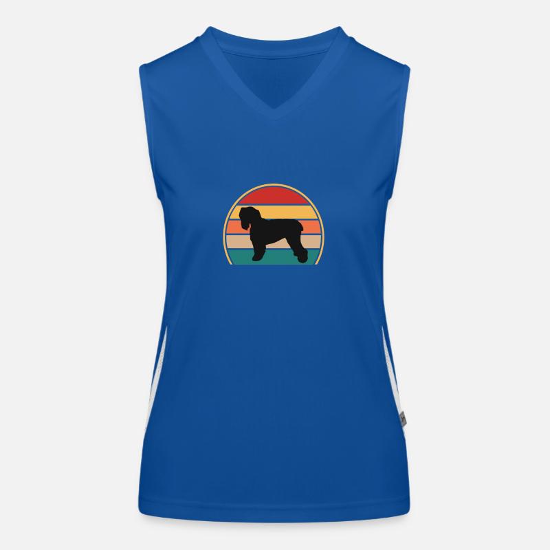 Black Russian Terrier Dog Silhouette Retro Sunset Women's Functional Contrast Tank Top