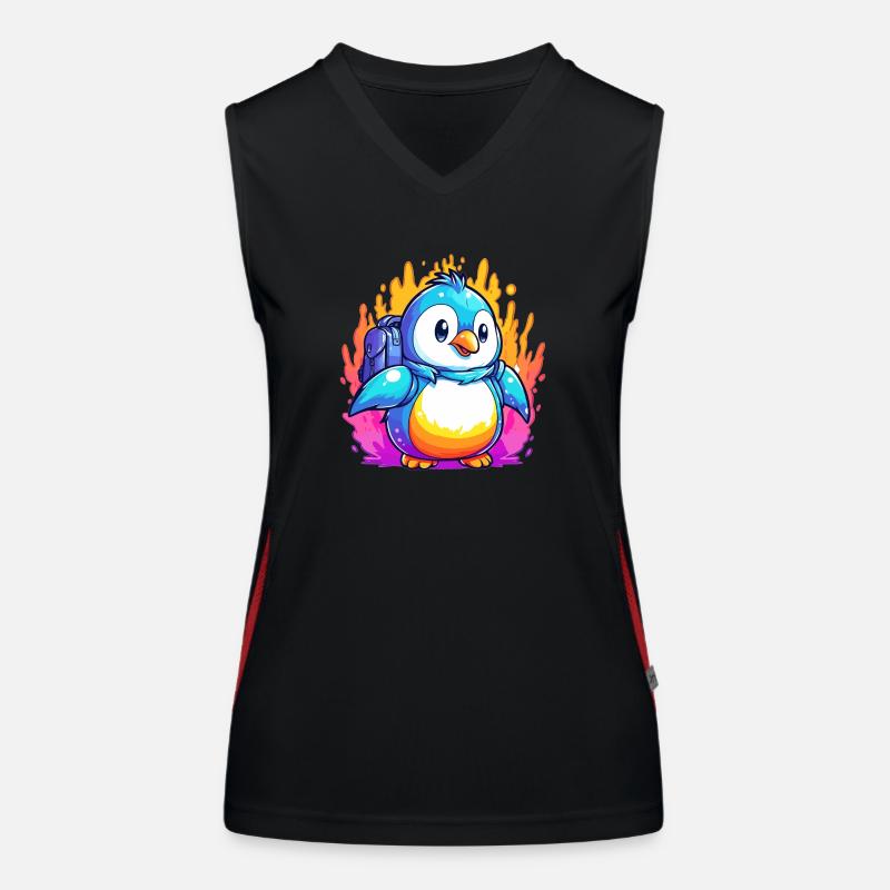 Pinguin auf Wanderschaft Funktionelles Kontrast-Tank Top für Frauen