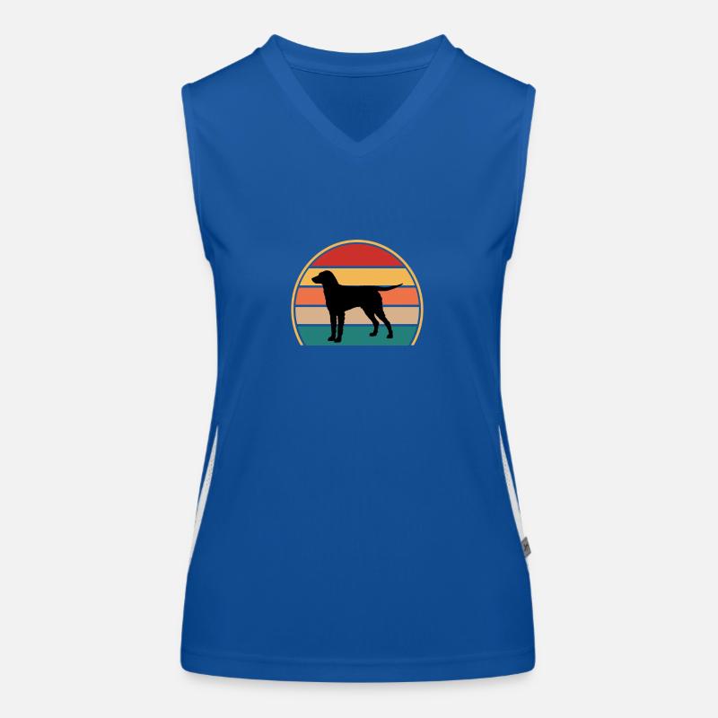 Curly Coated Retriever Dog Silhouette Retro Sunset Women's Functional Contrast Tank Top