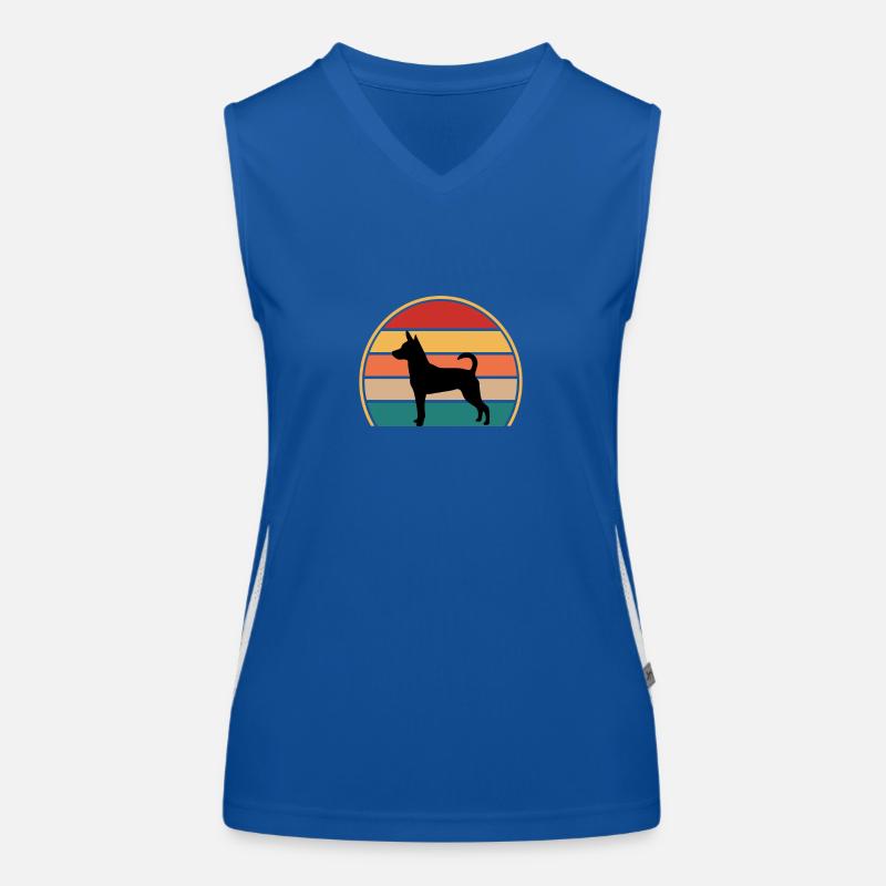 Decker Rat Terrier Dog Silhouette Retro Sunset Débardeur respirant contrasté Femme