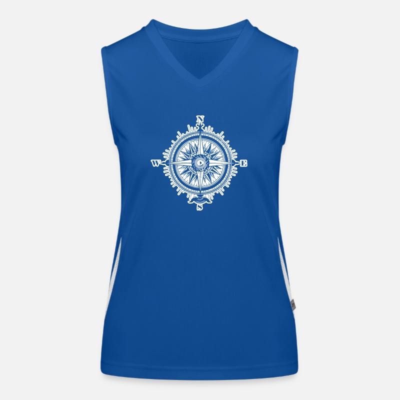 Kompass Nautik Segelboot Seefahrer Funktionelles Kontrast-Tank Top für Frauen
