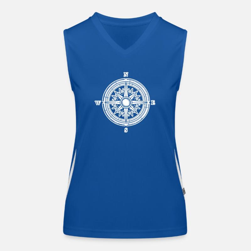 Kompass Nautik Segelboot Seefahrer Funktionelles Kontrast-Tank Top für Frauen