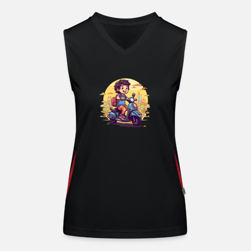 Jugend in Bewegung - Junge mit Roller Funktionelles Kontrast-Tank Top für Frauen