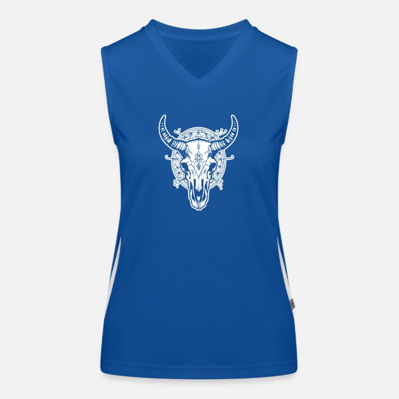 Cow Skull Boho Women's Functional Contrast Tank Top