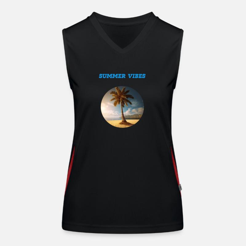 Cocotier sur la plage de sable « Summer Vibes » Débardeur respirant contrasté Femme