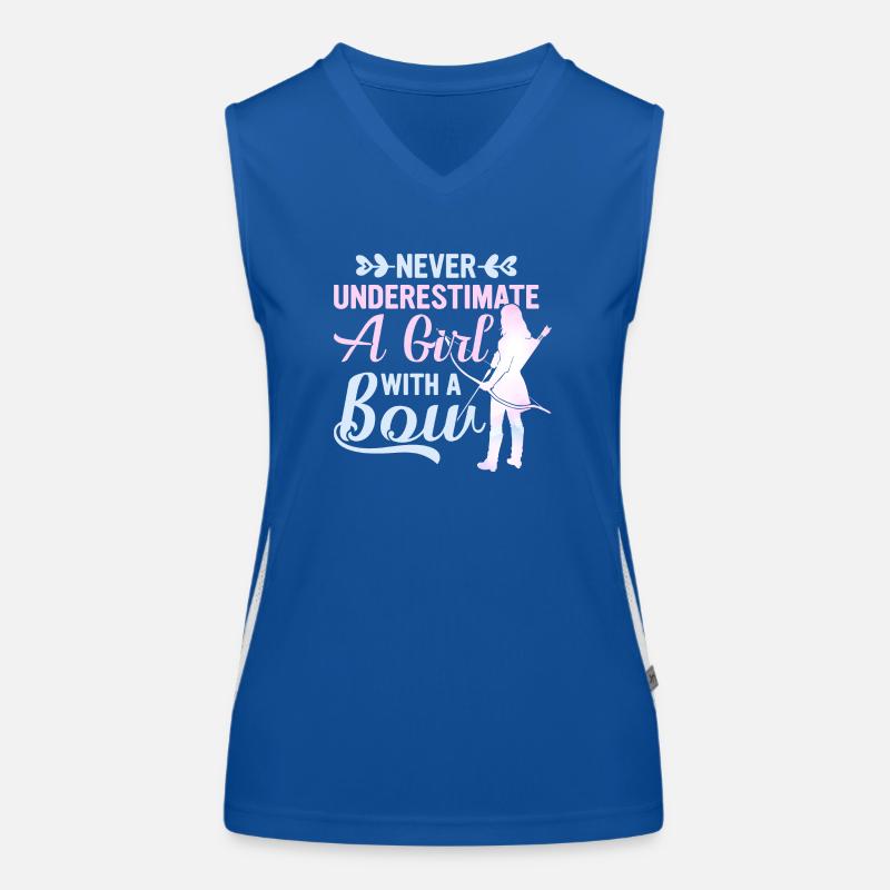 Never Underestimate A Girl With A Bow Archery Bow Funktionelles Kontrast-Tank Top für Frauen