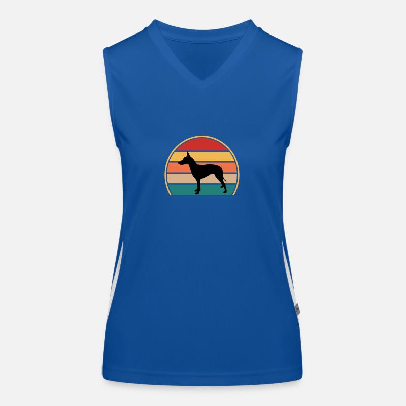 Manchester Terrier Dog Silhouette Retro Sunset Women's Functional Contrast Tank Top