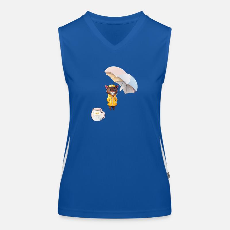 Funny cat and coffee Women's Functional Contrast Tank Top