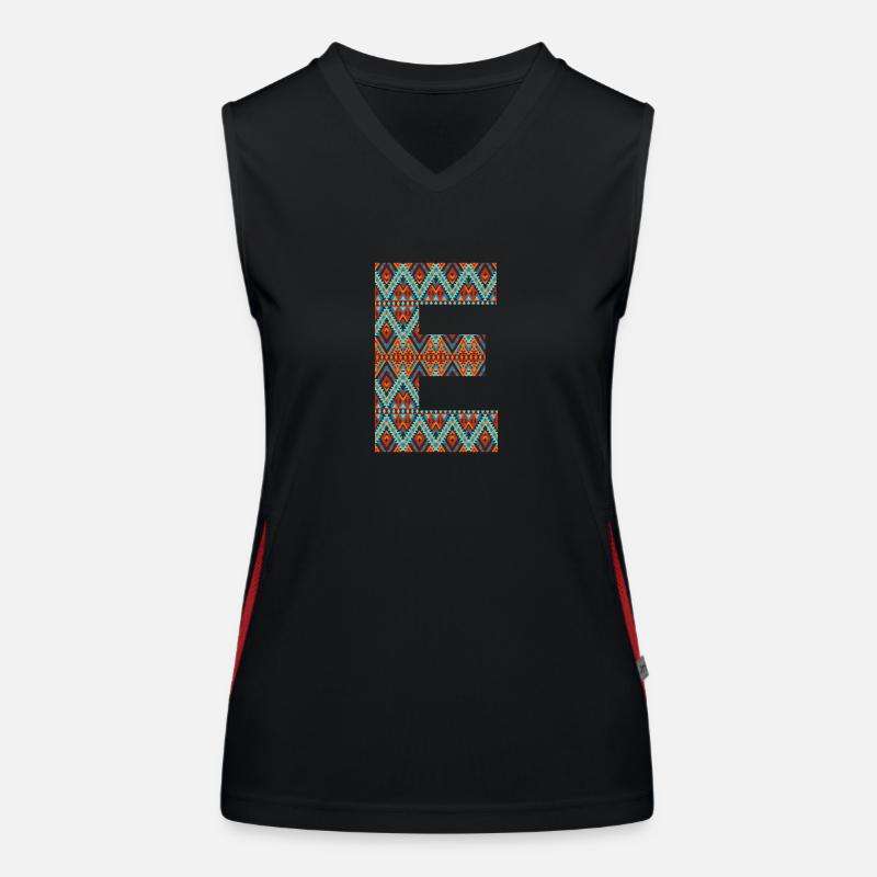 Buchstabe E-Boho-Design, buntes Monogramm Funktionelles Kontrast-Tank Top für Frauen