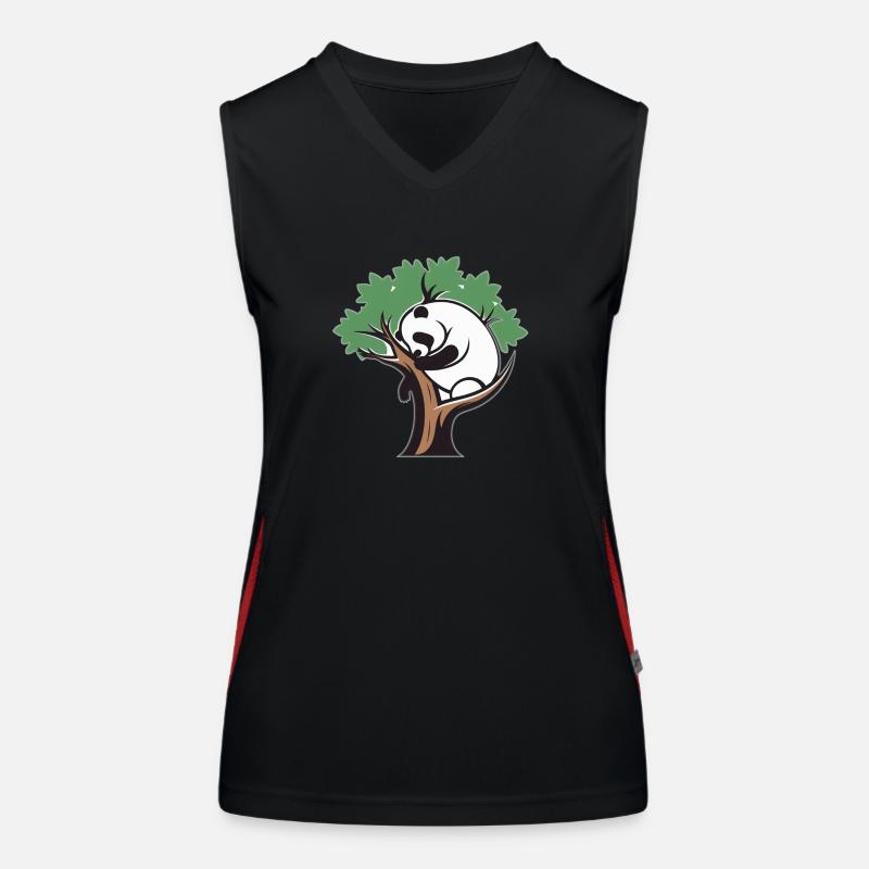 Panda in a tree - Women's Functional Contrast Tank Top - black/red