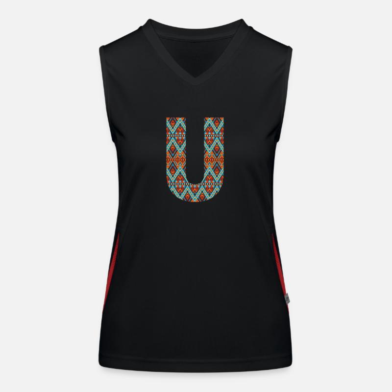Buchstabe U-Boho-Design, Buntes Monogramm Funktionelles Kontrast-Tank Top für Frauen